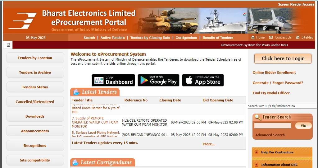 Bharat Electronic Limited eProcurement Portal
