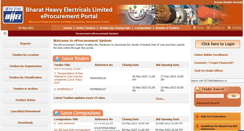 Bharat Heavy Electronic Limited eprocurement Portal