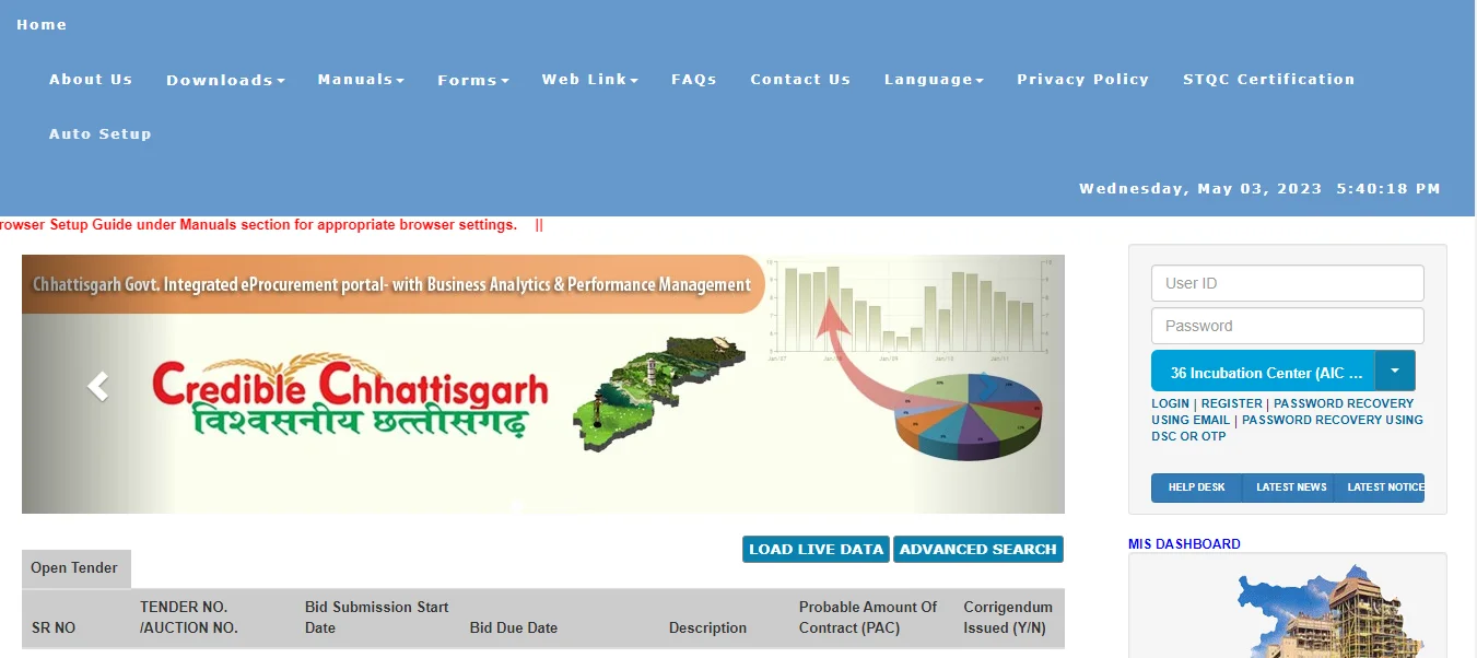 Chhatisgardh Goverment Intergrated
                            eProcurement Analysis & performance management