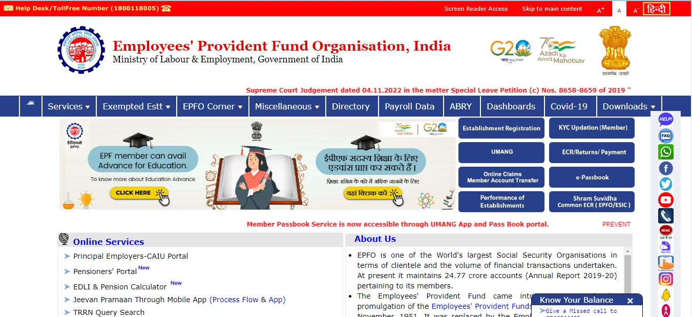 Employees' Provident Fund Organisation, India,
                            Ministry of Labour & Employment, Government of India