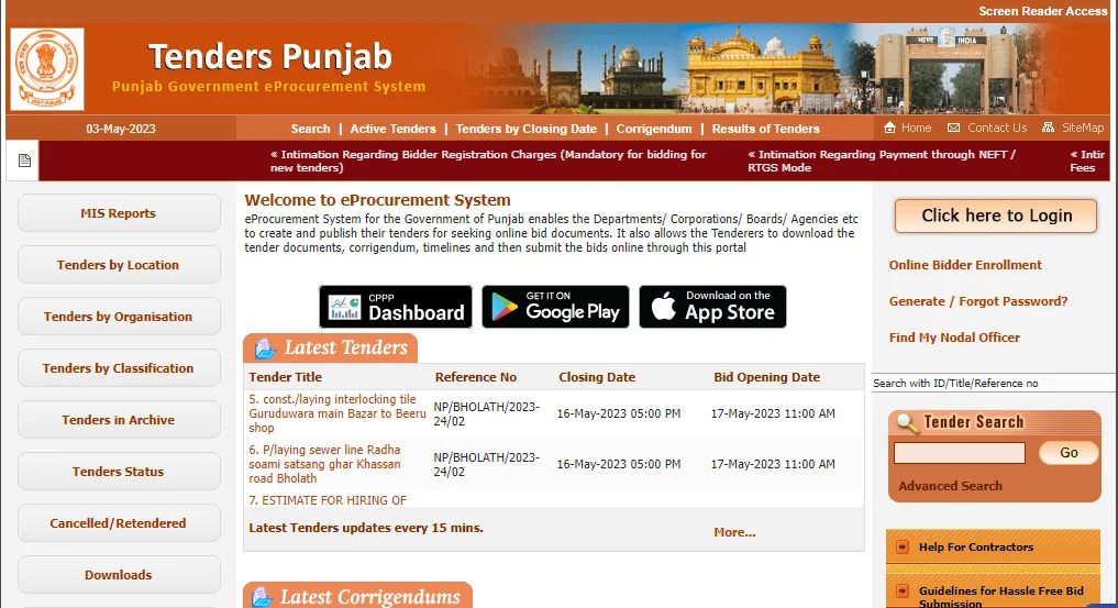 eProcurement System for the Government of
                            Punjab enables the Departments