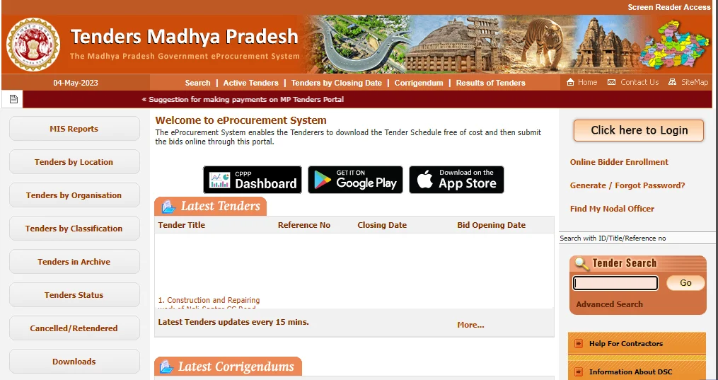 eProcurement System Madhya Pradesh enables
                            the Tenderers