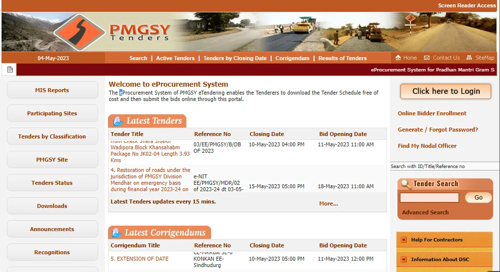 eProcurement System of PMGSY eTendering