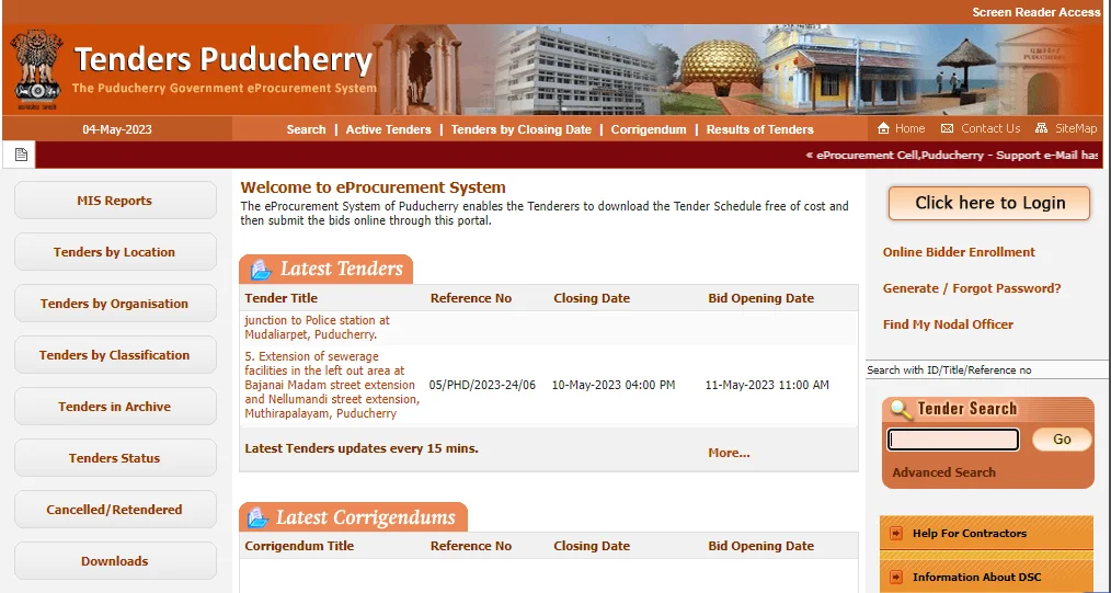 eProcurement System of Puducherry enables