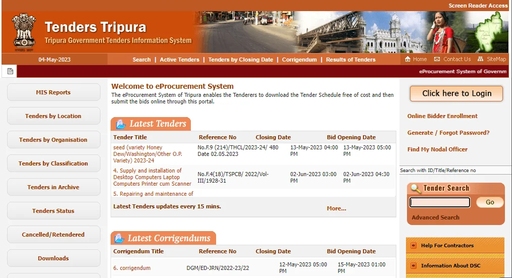 eProcurement System of Tripura enables the
                            Tenderers