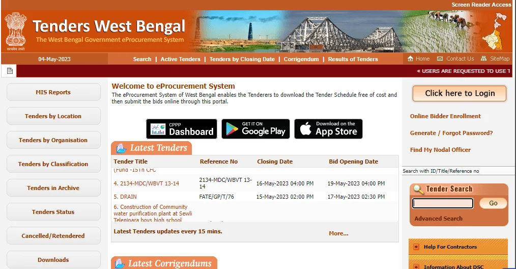 eProcurement System of West Bengal enables the
                            Tenderers