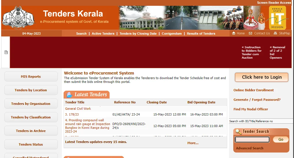 eSubmission Tender System of Kerala enables
                            the Tenderers