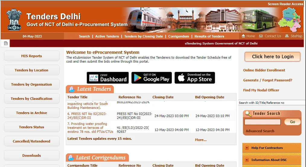 eSubmission Tender System of NCT of Delhi
                            enables the Tenderers